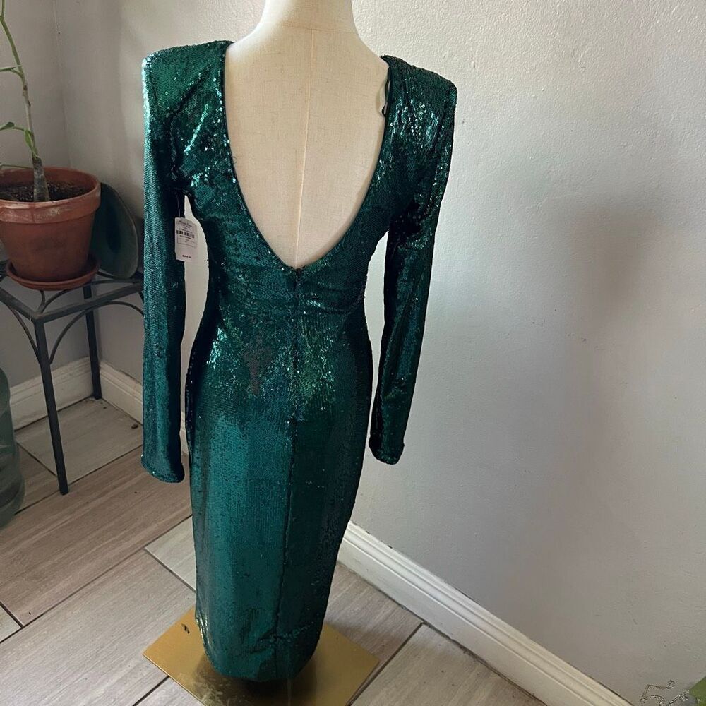 Dress the Population Natalie Dress, Style# DDR270-1233, Size medium Deep Emerald - Picture 7 of 11